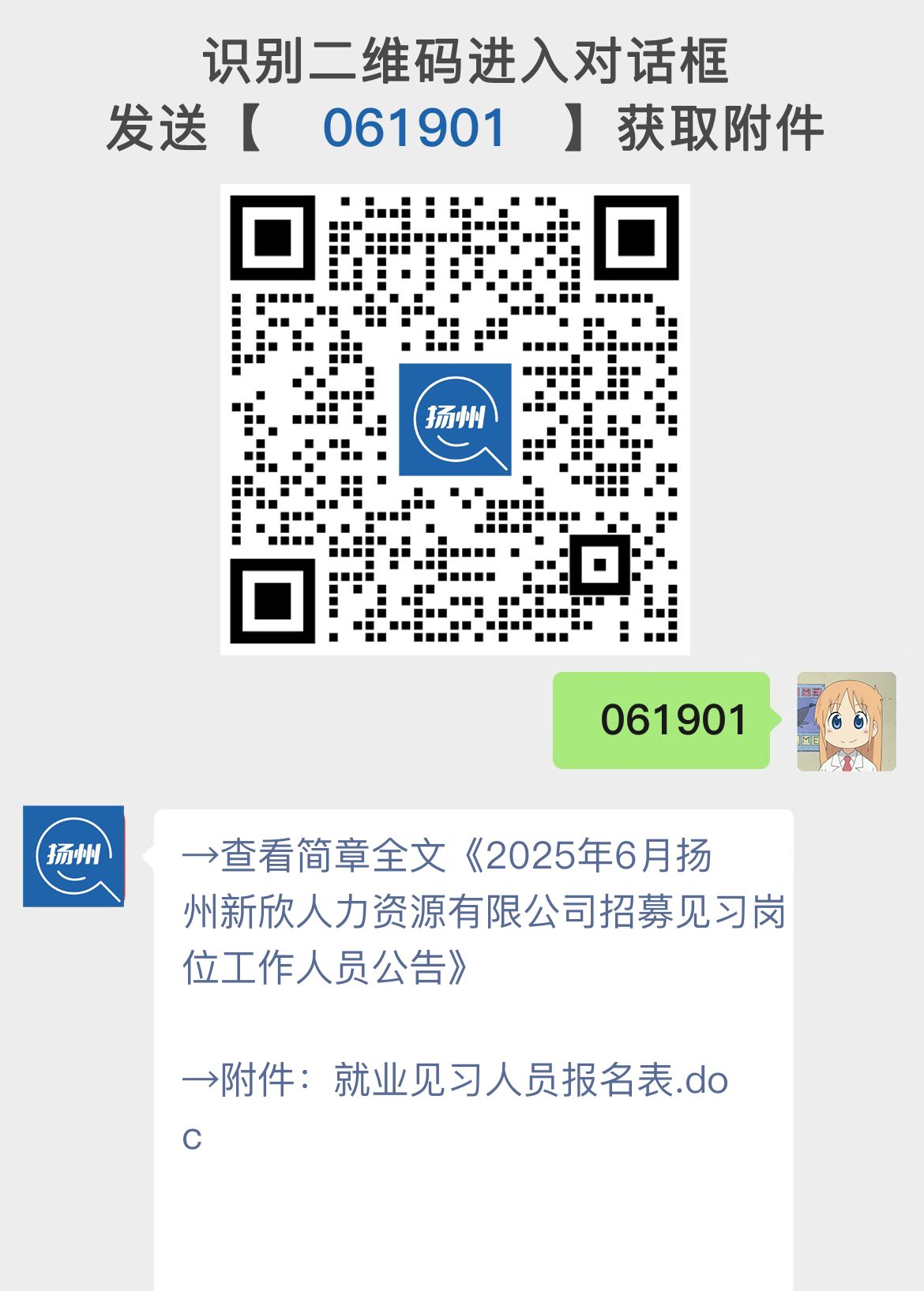 2025年6月扬州新欣人力资源有限公司招募见习岗位工作人员公告